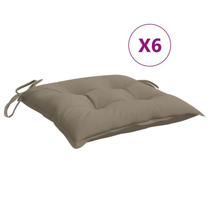 VidaXL Lot de 6 Coussins de Palette, Galette de Siège Imperméable, Coussin de Jardin, Décoration d'Extérieur Terrasse, Taupe 361533