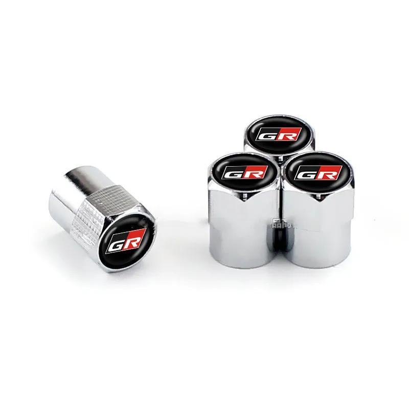 For Toyota ew124Pcs Car Wheel Tire Valve Caps Air Stem For Toyota GR Sport Gazoo Racing Yaris 86 Corolla Hilux Supra C-HR Tyre Plug Accessories