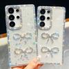 Flash Diamond Suitable for Samsung S25 Ultra Mobile Phone Case Bow A17 New A56 Luxury Flash Powder Protective Case