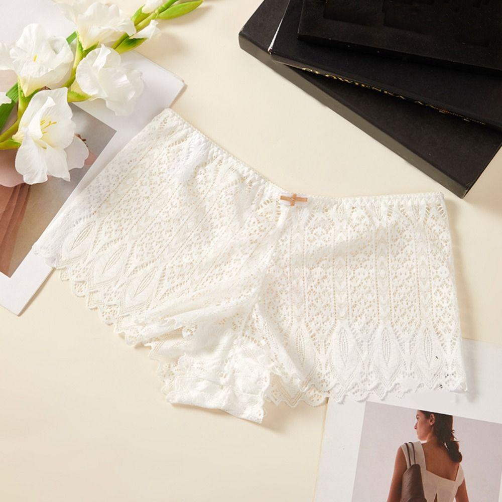 Hollow Mesh Flower Panties Mid Waist Underwear for Women Fashion Lace Seamless Briefs  Summer