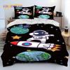 Astronaut Space Cartoon Comforter Bedding Set,Duvet Cover Bed Set Quilt Cover Pillowcase,King Queen Size Bedding Set for Child