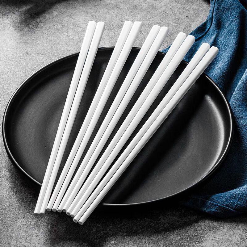 Hao Ya Jingdezhen Pure White Ceramic Chopsticks - 10 Pairs