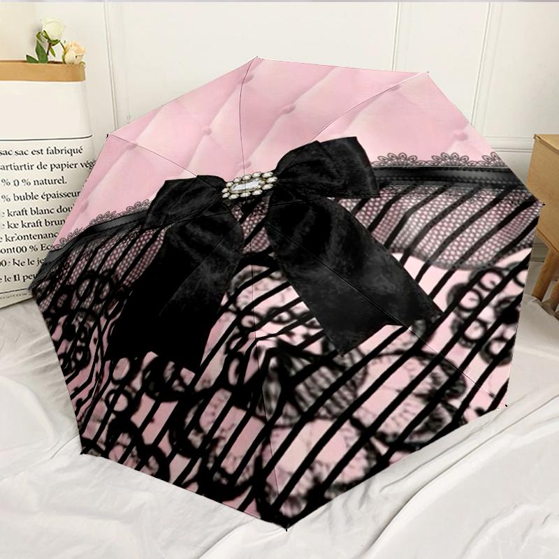 

Leopard Print Bow Design 8-Frame for Travel, camping, Casual Lightweight Portable Umbrella, Essential for every family Holidays Birthday Gift