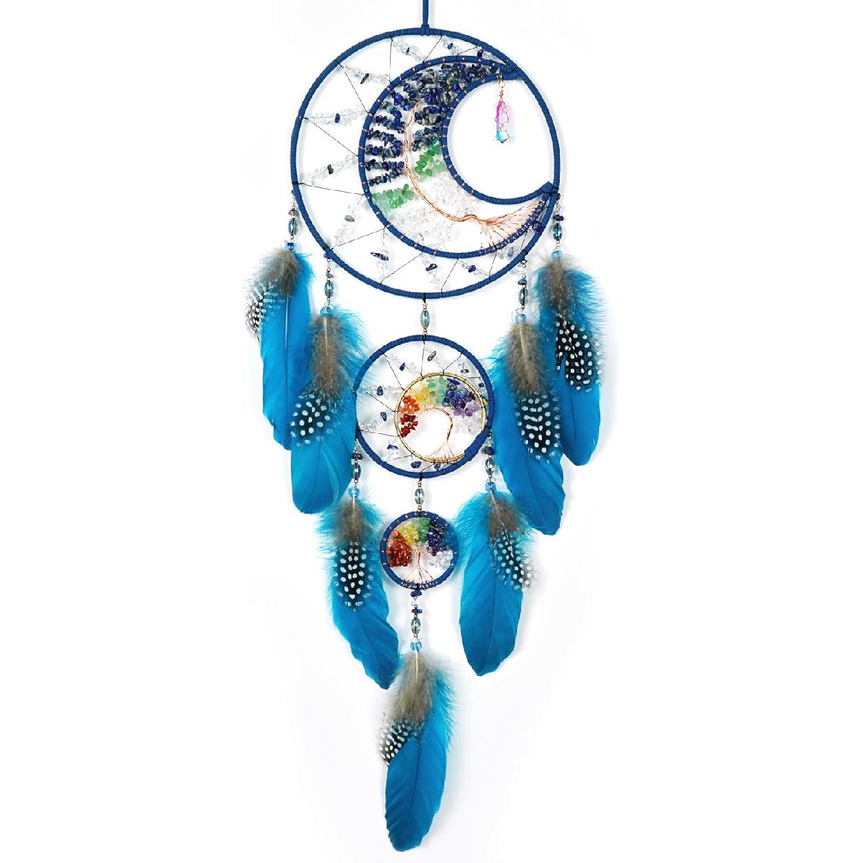 Dream Catchers for Adults,Dream Catchers Boys,Dream Catcher Wall Hangings,Crystal Tree of Life Dream Catcher,Large Moon Design Wall Hanging for