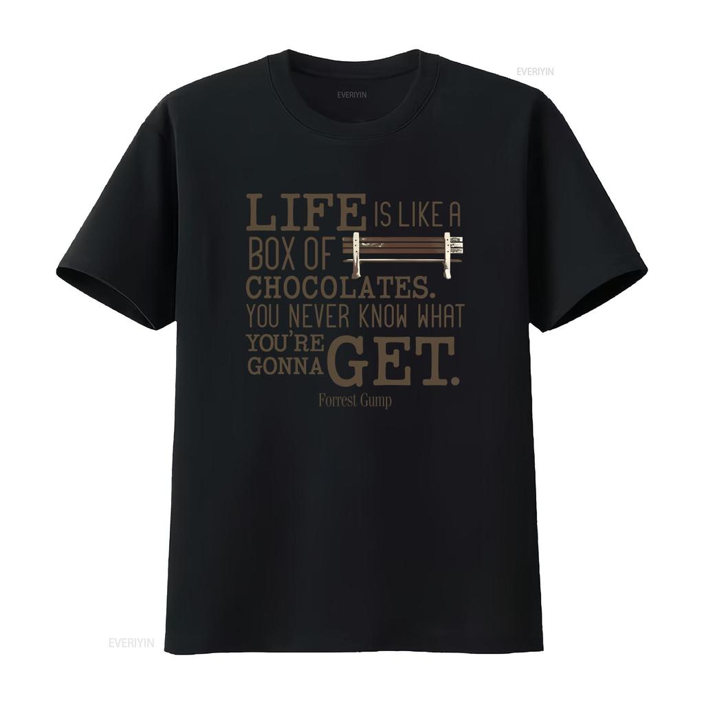 Life Is Like A Box Of Chocolates Forrest Gump Quote T Shirt Unique Design for Movie Fans vintage Washed homme Slightly