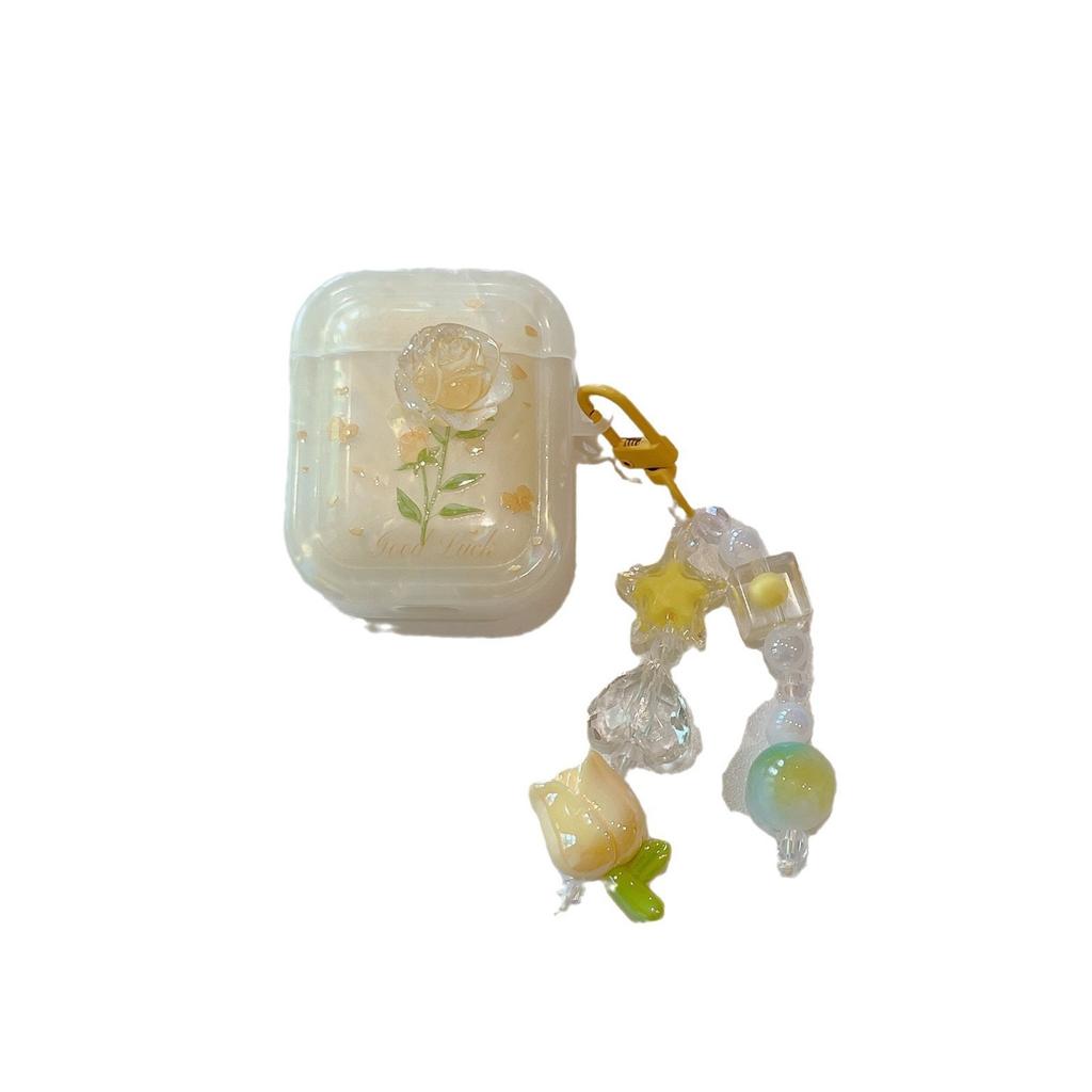 Stereo Yellow Rose for AirPods Pro1 Apple Bluetooth Wireless 1/1/1 Generation Earphone Cover Cute Pendant