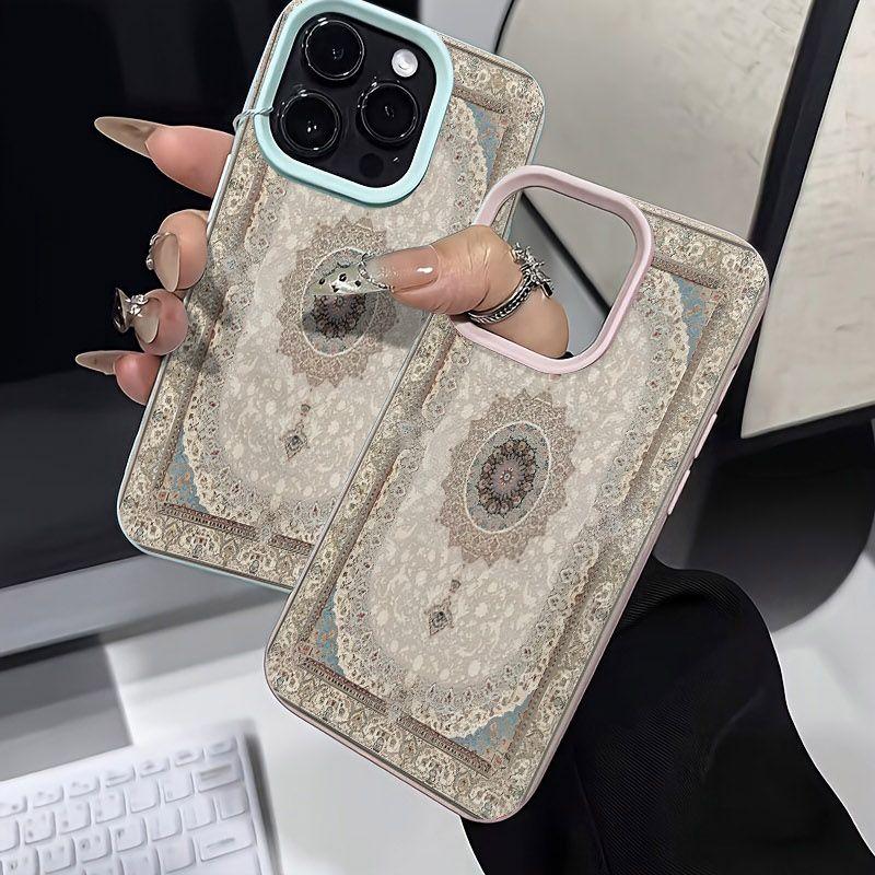 Retro Persian Carpet Patterns Matte Lychee Phone Case For iPhone 17 16 15 14 13 12 11 Pro Max XS X XR 16E 17 Air 7 8 Plus Cover