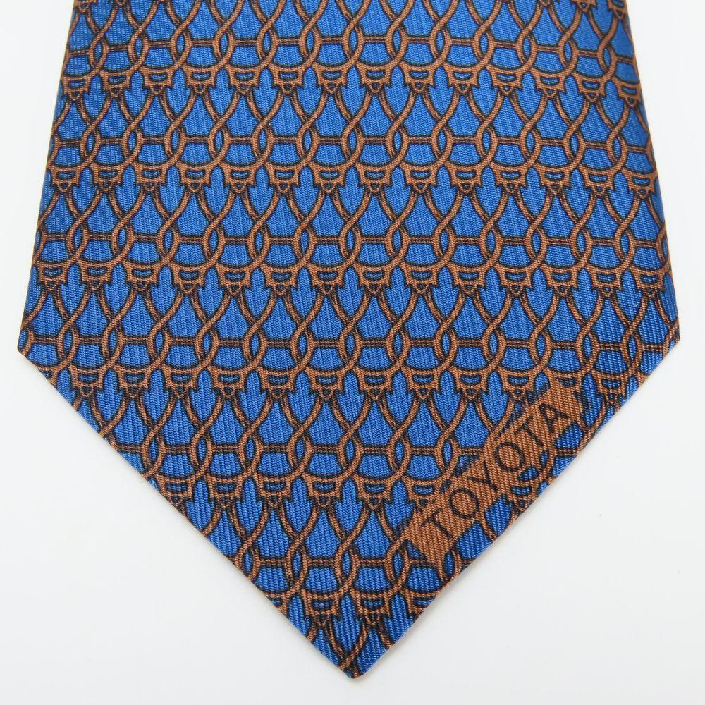 Used HERMES tie Toyota limited edition silk Blue Brown suit