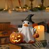 Halloween Witch Ghost Figurine with Candy Corn Pumpkin Decor Ghost Duck Halloween Resin Statue Halloween Decor