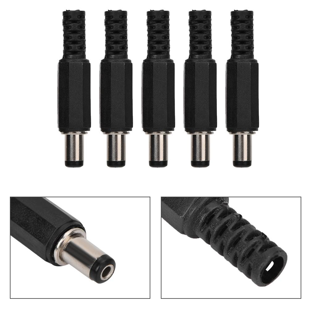 5pcs 2.1mm x 5.5mm Male DC Power Plug Jack Coaxial Connector Adapter