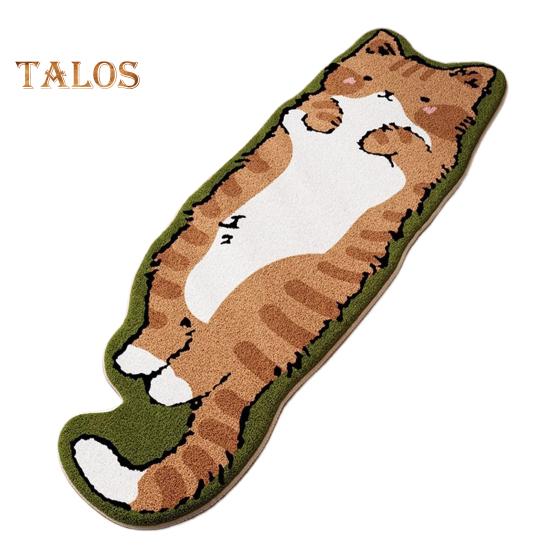 

Коврик с изображением мультяшного кота, роскошный, комфортный, имитация кашемира, нескользящий, впитывающий, входной коврик, декор для дома, забавный, акцентный на полу коврик 120cm темно-оранжевого