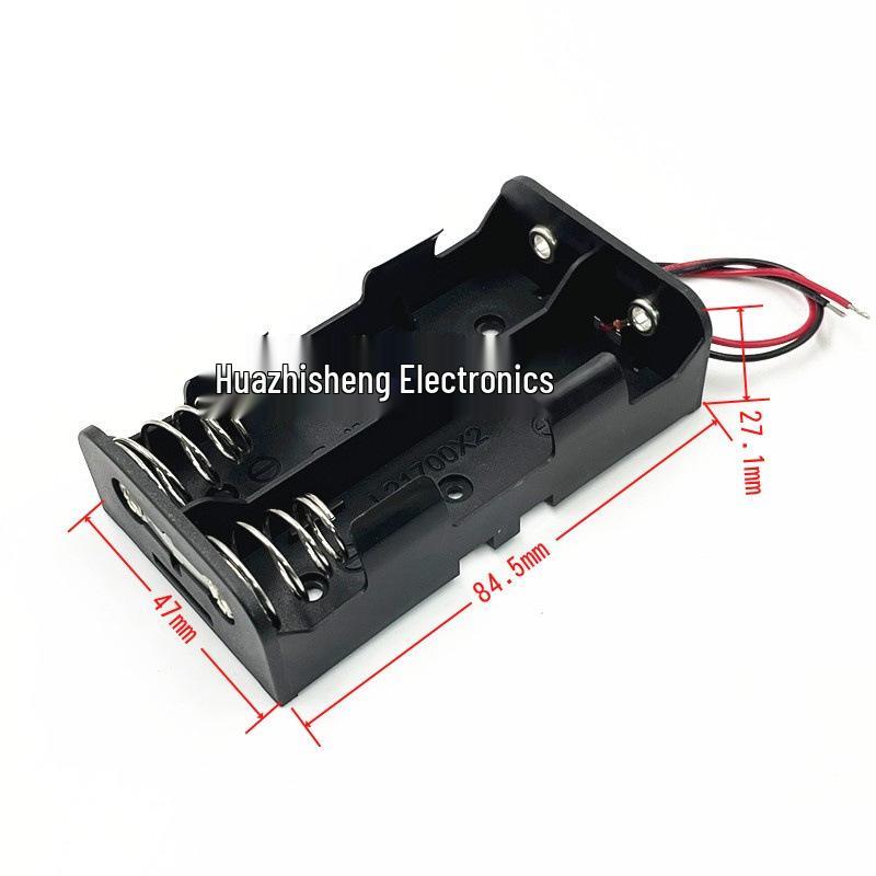 21700 Battery Holder for 1-4 Lithium Cells, Series/Parallel Configuration with Wires, Supports 2, 3, or 4 Cells at 3.7V.