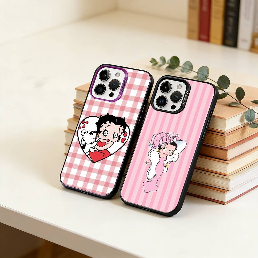 C-Cute-Betty Boop-P Phone Case For iPhone 17,16,15,14,13,12,11 Plus,Pro Max,XS,Colored Silver Plated Inside Cover