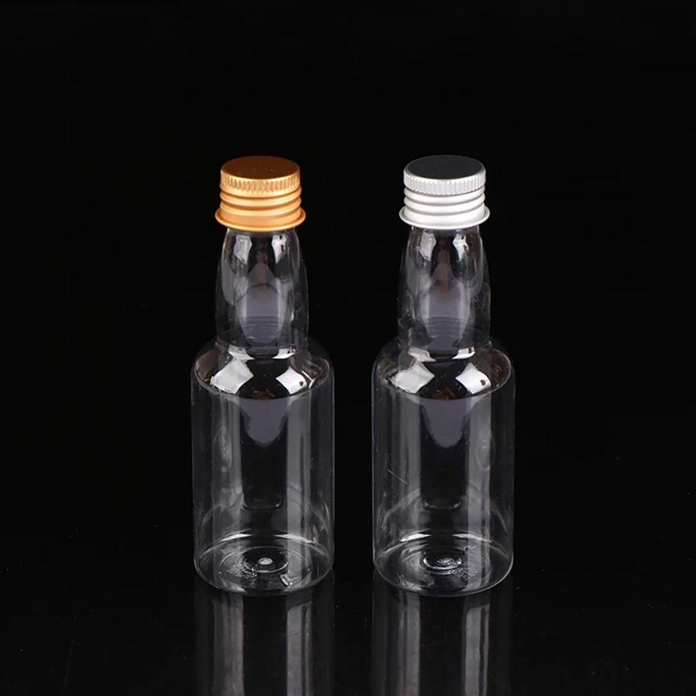 5Pcs Party Supplies Plastic Spirit Bottle Silver/ Gold Caps Alcohol Shot Bottles