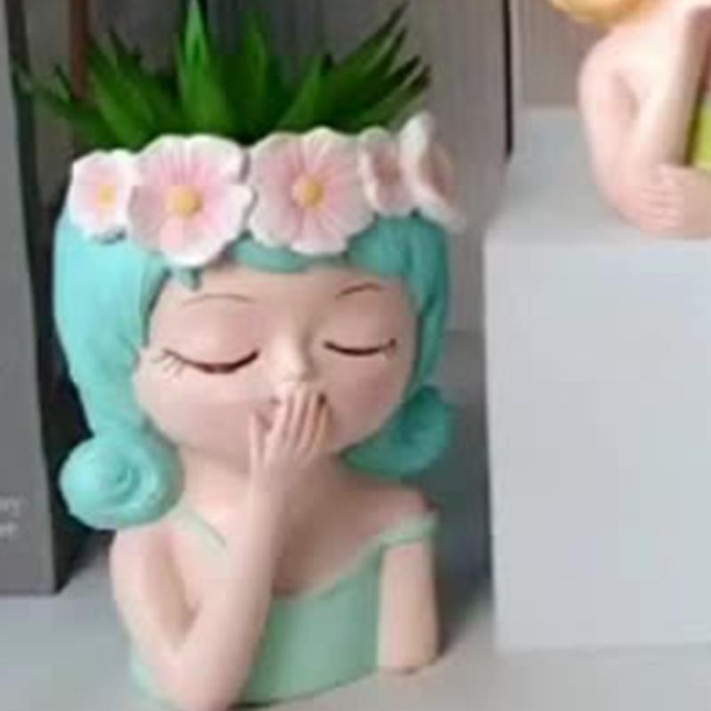 Girl Gypsum Silicone Mold  Succulents Concrete Flower  Vase Plaster Cement Mold Clay Mold Candle Holder Mold