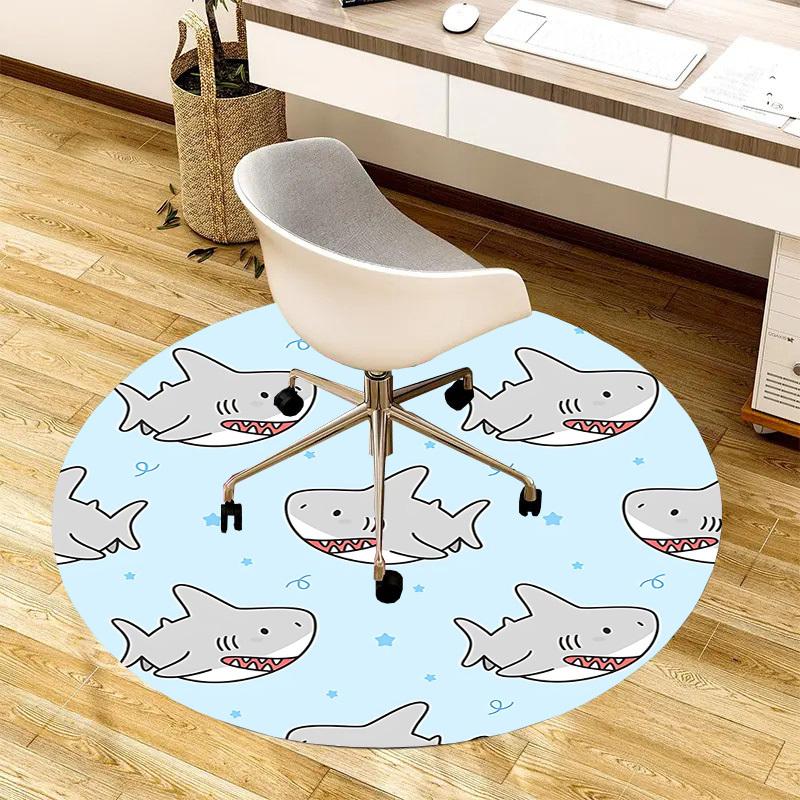 1PC shark star Non-Slip Floor Round carpet, Office, family, bedroom, Large Area Rug Indoor Rugs, Vibrant Colors-Z0483