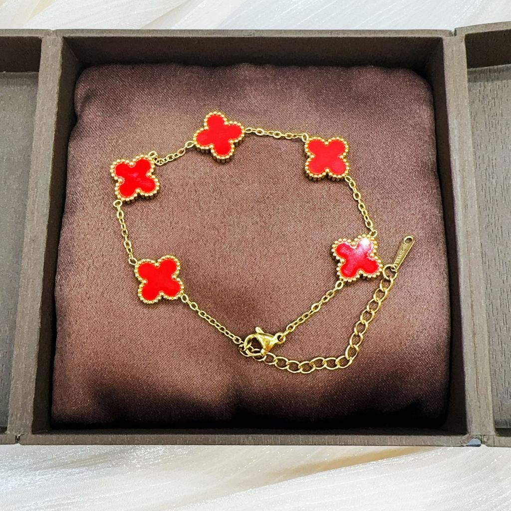 Fashion Titanium Steel Four-Leaf Clover Bracelet Women Do Not Lose Color Luxury High-Grade Hand Jewelry