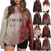 Damska Moda Casual Długi Rękaw Halloween Nadrukowany Dekolt Bluza Top