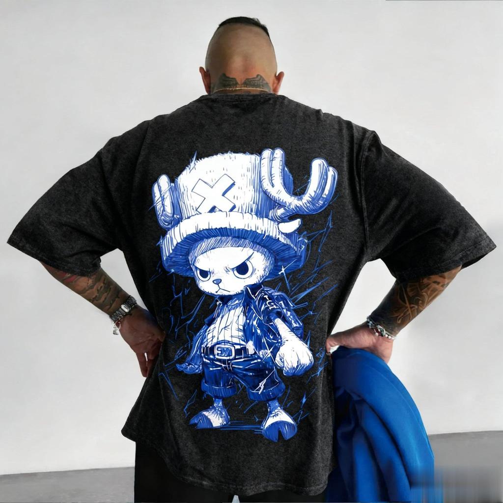 One Pice Anime Summer Tshirt 2026 Unisexs And Unisexs New Tony Tony Chopper Printed Street Hip Hop Loose Casual Parent Child Top