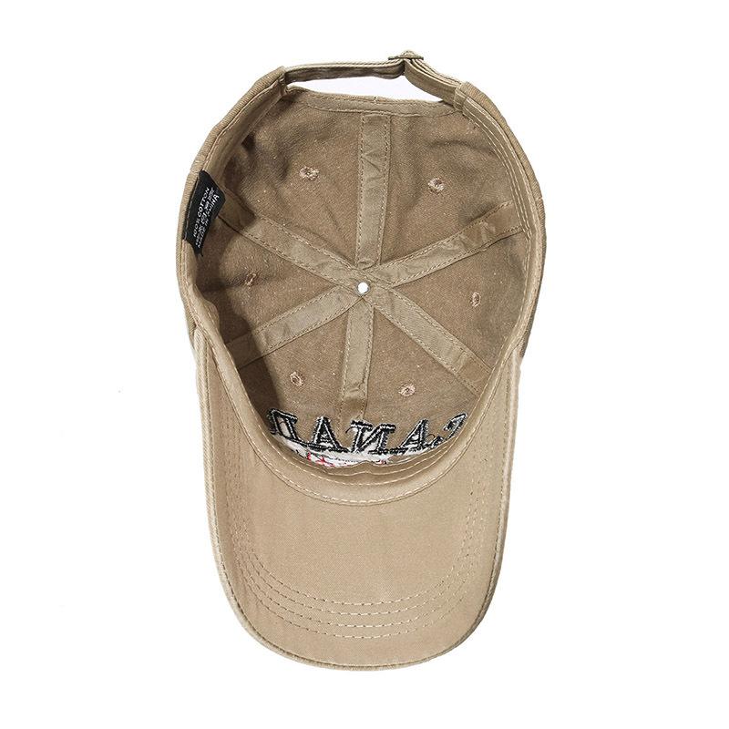 Cappellino da Baseball Lavato con Ricamo Foglia d'Acero Bandiera del Canada, Classico Vintage Morbido Cotone Regolabile Sportivo