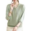 Elegant Mid-Aged Women's Summer Seven-Quarter Sleeve Blouse
