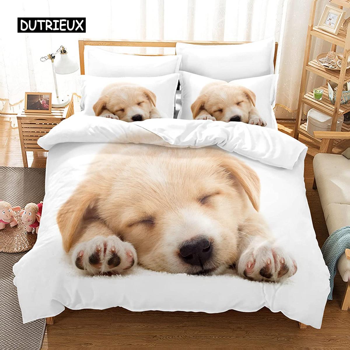 

Комплект пододеяльника Золотистый ретривер для мальчиков с рисунком питомцев, Покрывало размера Твин с принтом, Микрофибра, Животные, Собаки, Пододеяльник EU Double(200x200cm)