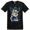 Cygnus Hyoga Saint Seiya Anime T Shirt W/ Swan Armor Lightning Art Blue Ice Tee