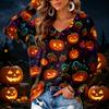 Women's V-Neck Long Sleeve Lightweight Halloween Print Blouse for Casual Wear