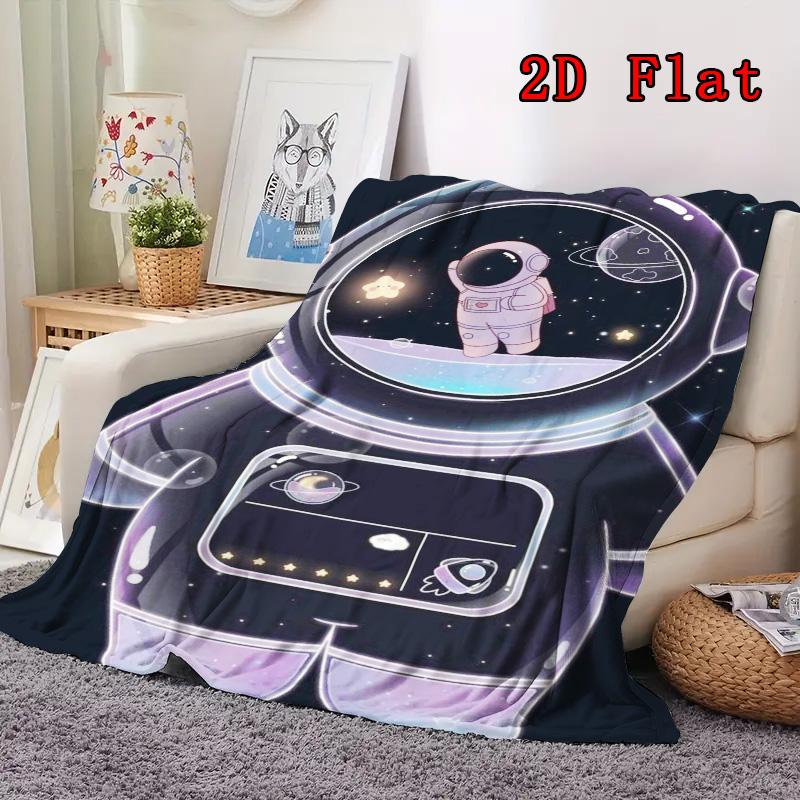 Cute Astronaut 2D Flat Pattern Flannel Blanket High quality All Seasons Warmth and Comfort Perfect for Christmas Gifts.MMT0918241