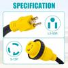 Heavy Duty 15A Male To 30A RV Power Adapter – Twist Lock L5-30R To 5-15P Converter 12" Dogbone Cord for Campers Trailers 125V Durable Safe