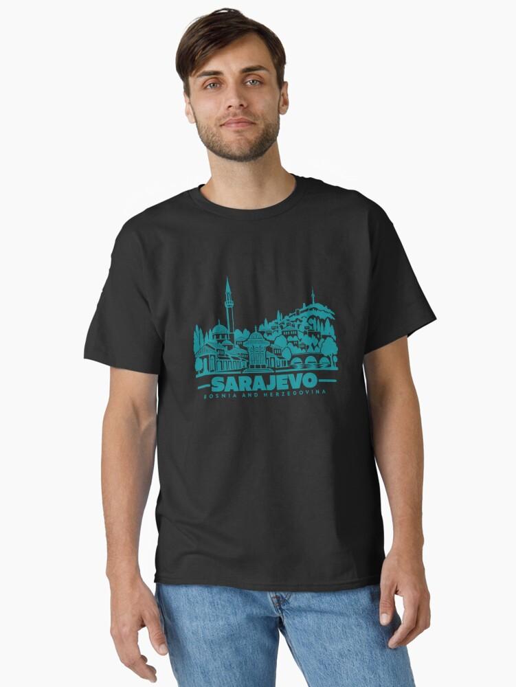 Cities Skylines Sarajevo Bosnia and Herzegovina Line Art Skyline Poster Classic T-Shirt
