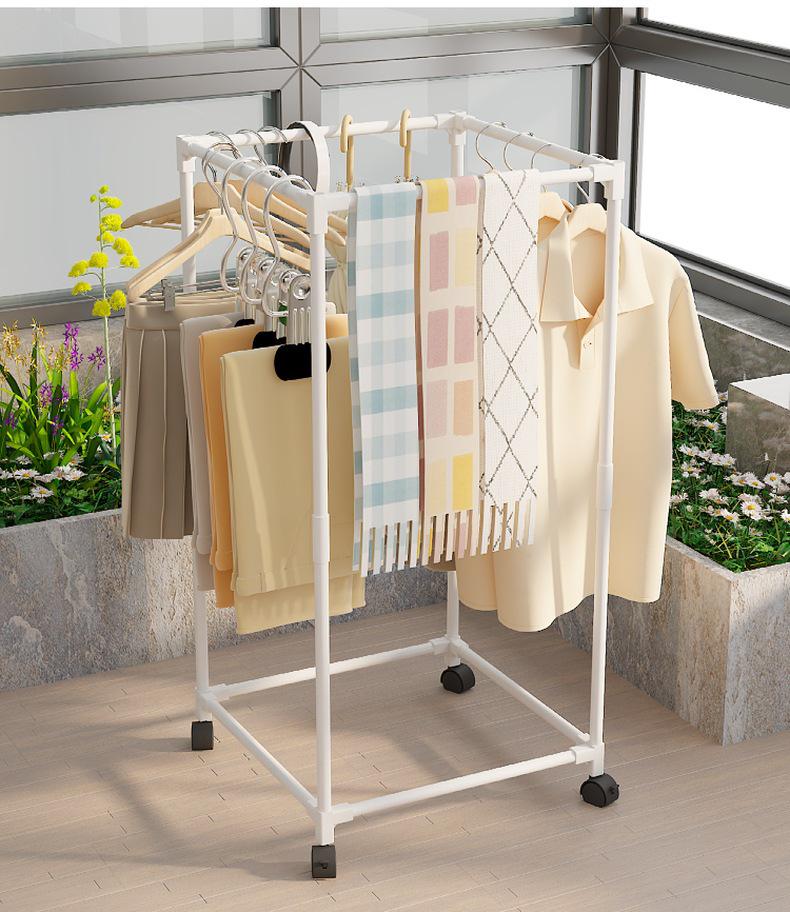 Rolling Floor Clothes and Hat Rack with Storage Shelf 9145: Vertical Bedroom Organizer