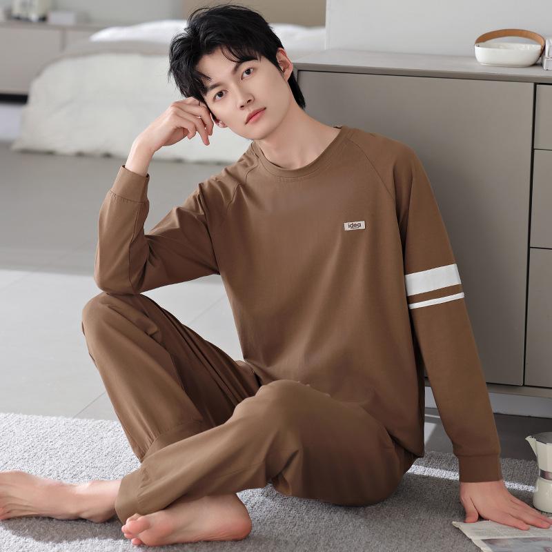 

Пижама мужская весенне-осенняя хлопковая с длинным рукавом, домашняя одежда, мужской хлопковый тонкий повседневный костюм 3XL