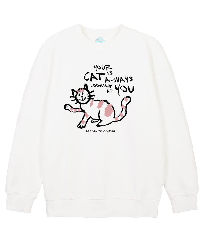ASTRAL PROJECTION Doodlecat Loose Fit Sweatshirt_White