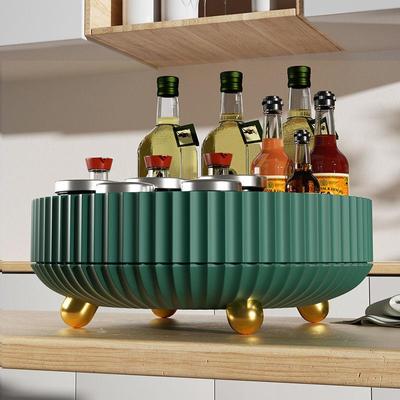 360°Rotating Desktop Bedroom Cosmetics Storage Cabinet Organizer Kitchen Spice Rack Storage Container Kitchen Turntable Rolling Tray