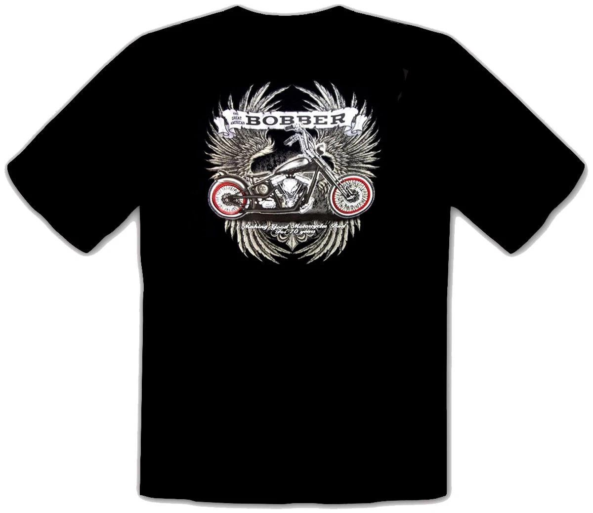 Biker Custom Motorcycle Rockabilly Harley Chopper Black T-Shirt -363- S
