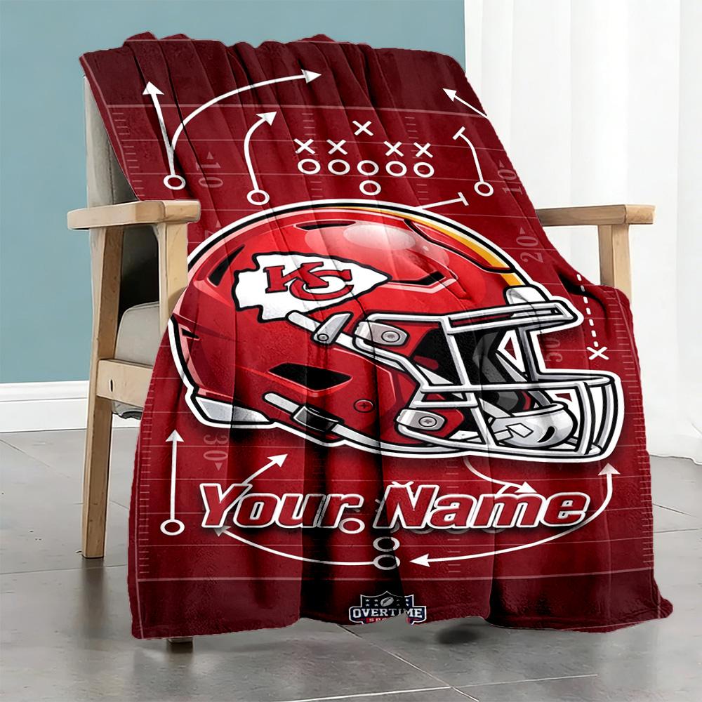 Kansas City Football Personalized Name Blanket Multipurpose Personalized Blanket Comfortable Great For Picnics Seaside Chair Couch