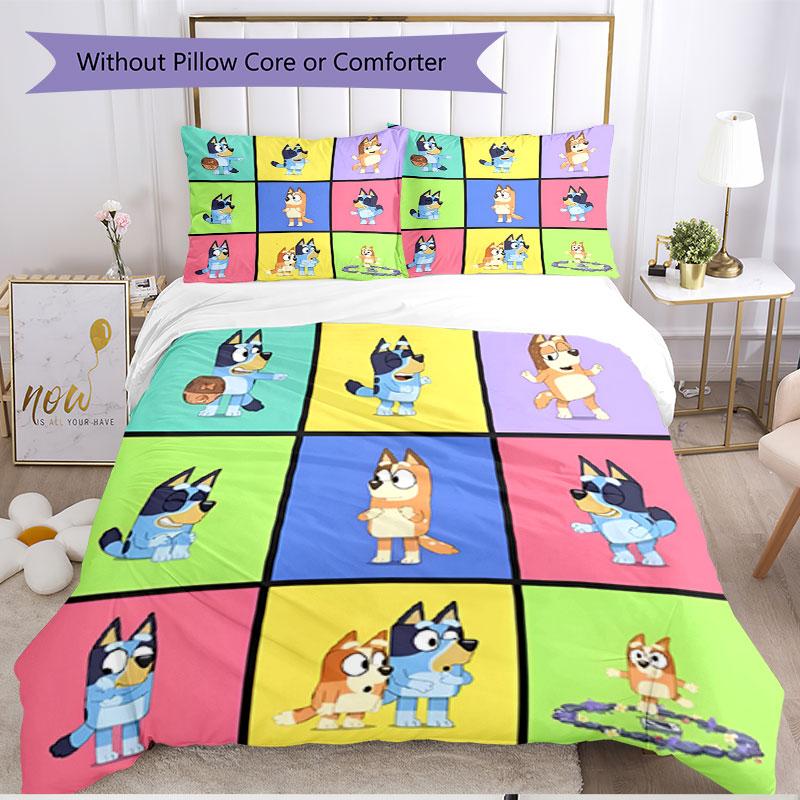 3pcs Duvet Cover Set (1*Duvet Cover + 2*Pillowcase, Without Core), Bluey Print Soft All‑Season Bedding Set, Home Bedroom Decor Gift