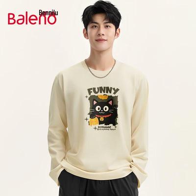 Baleno Men's JPB Lucky Black Cat Graphic Pure Cotton Long Sleeve T-Shirt