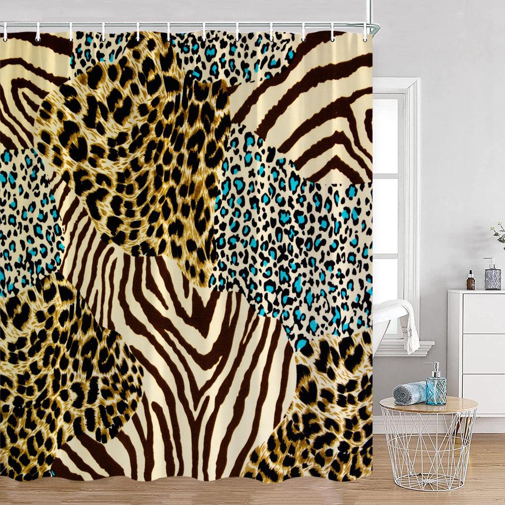 Leopard Pattern Shower Curtain Panther Wild Animals Modern Fashion Bathroom Decorations Ployester Bathtub Curtain with Hooks