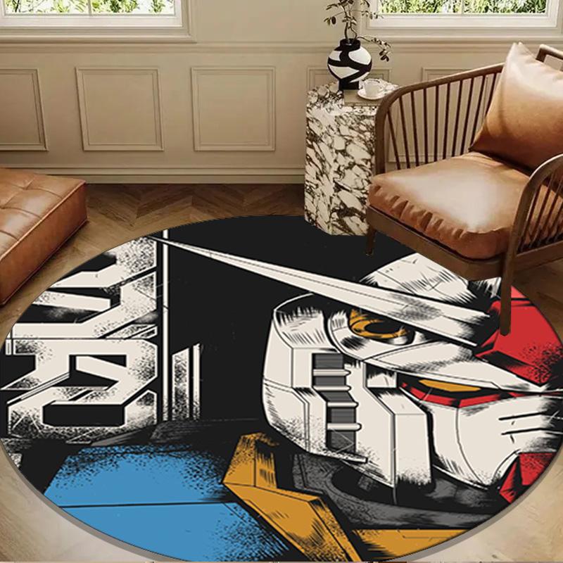 Robotic Warrior Design Round Rug for Livingroom,Bedroom, Palyroom, Chair Rug, Area rug, Circle Carpet, Large Size Fan Christmas gift