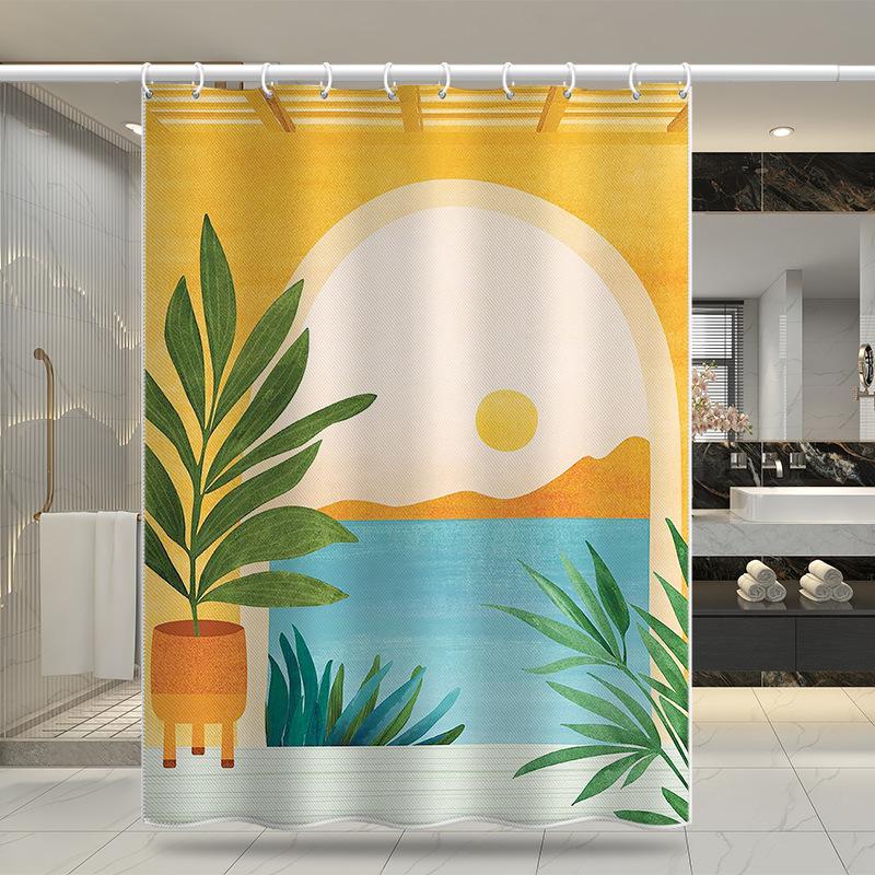 Badezimmer verdickter wasserdichter Vorhang, schimmelfester Duschvorhang, Duschtrennwand-Vorhang, Duschvorhang, Badezimmer-Vorhang, kostenlose Perforation