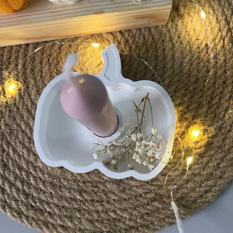Pumpkin Silicone Candlestick Molds for Epoxy Resin Pillars Candle Stand Tealight Holder Storage Tray Home Decoration