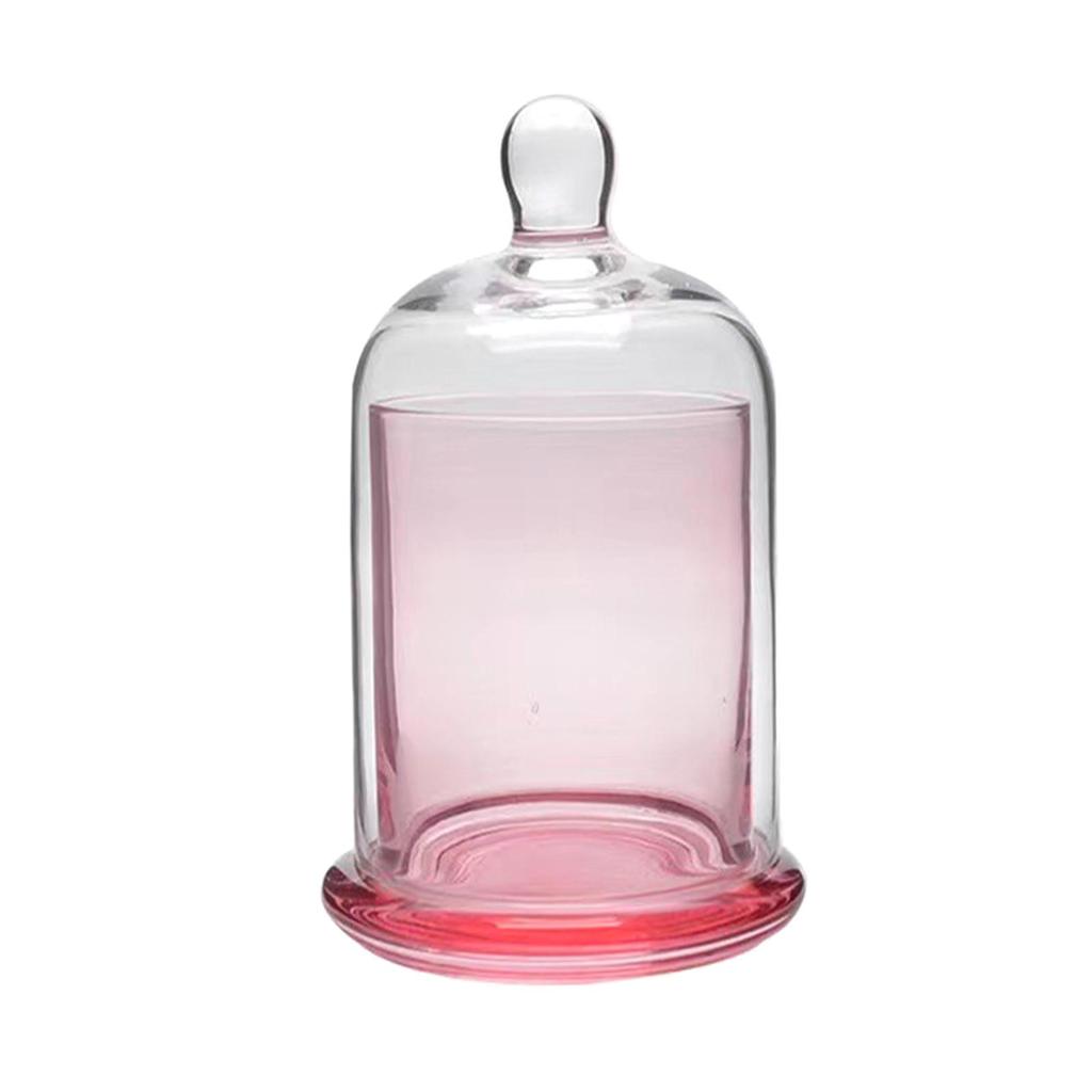 Cloche Glass Dome Candle Holder Table Decoration Terrarium Jar Home with Top Handle for Candy Nuts Fairy Lights Cake Plants