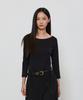 NOTIA Boat Neck Ribbed T-Shirt - Black