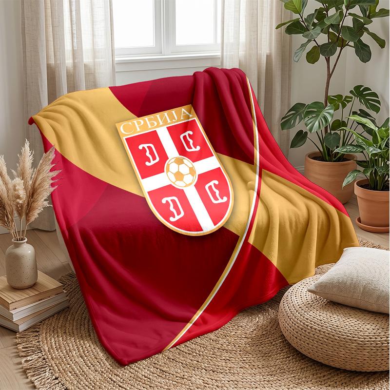 Serbien bedruckte Flanelldecke Hautfreundlich Warm Dekorativer Überwurf für Innen Couch Bett Tägliche Nutzung