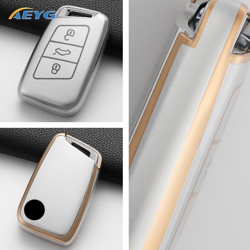 Soft Tpu Car Key Case Protector Accessories For Vw Volkswagen Passat B8 Tiguan Magotan Golf For Skoda Kodiaq Superb A7 Keychain