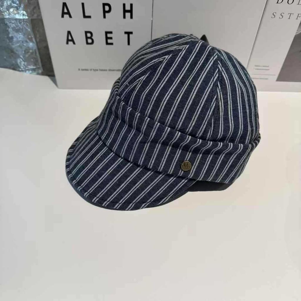 Striped Casual Beret Hat Women Lightweight Sun Protection Cap For Outdoor Use