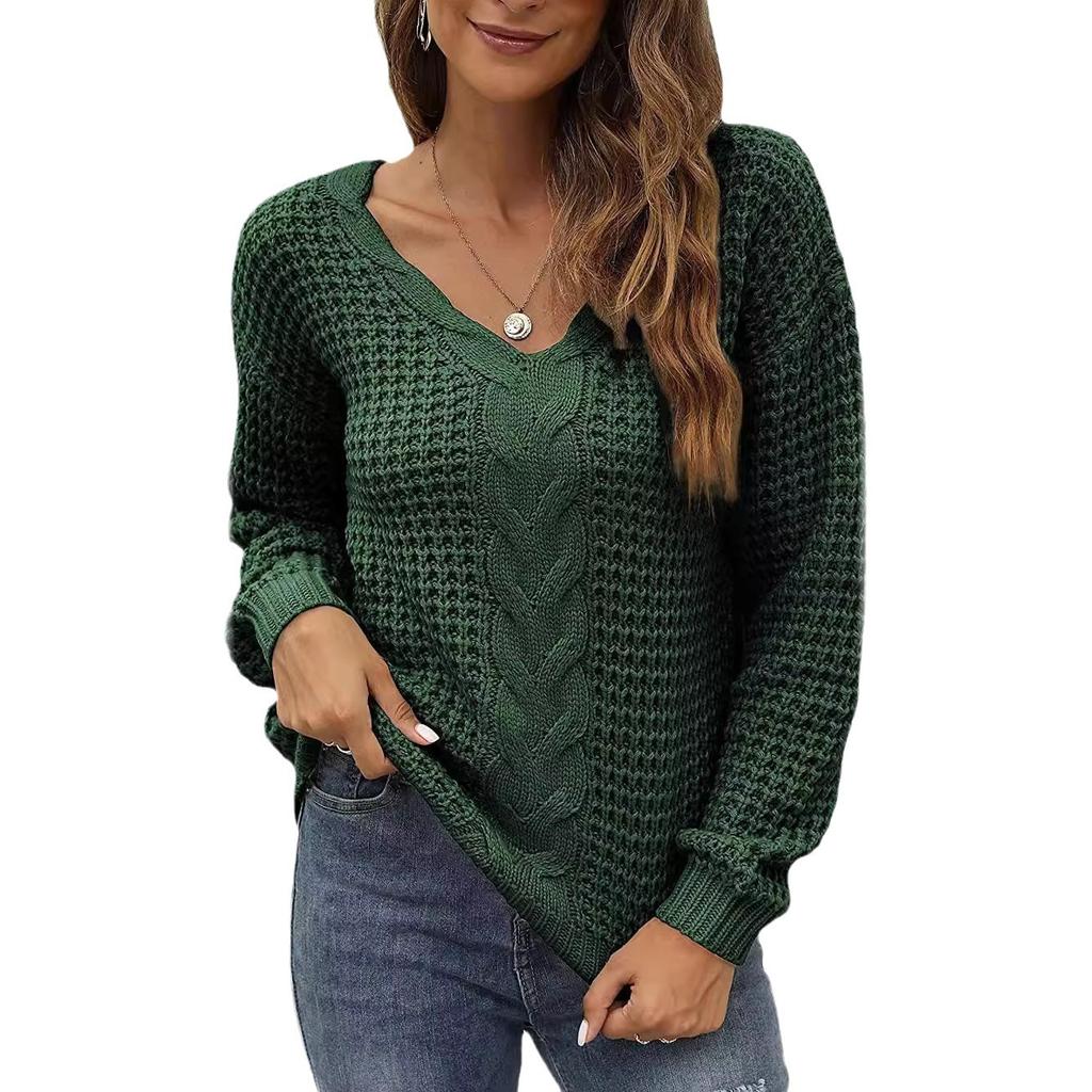 Damen Strickpullover mit langen Ärmeln, V-Ausschnitt, Oversized-Passform, einfarbig, luxuriös, entspannt sitzend, figurschmeichelnd und vielseitig einsetzbar