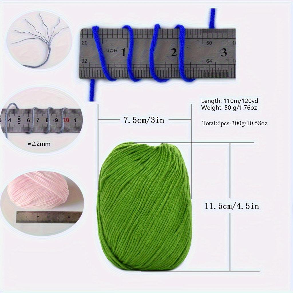6pcs 300g/10.56oz RayonYarn Soft & Machine Washable Knitting Crochet Yarn for Sweaters Jewelry Making DIY Craft Yarn for Clothing & Accessories